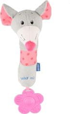 Baby Mix Dětská pískací plyšová hračka s kousátkem Baby Mix myška šedá