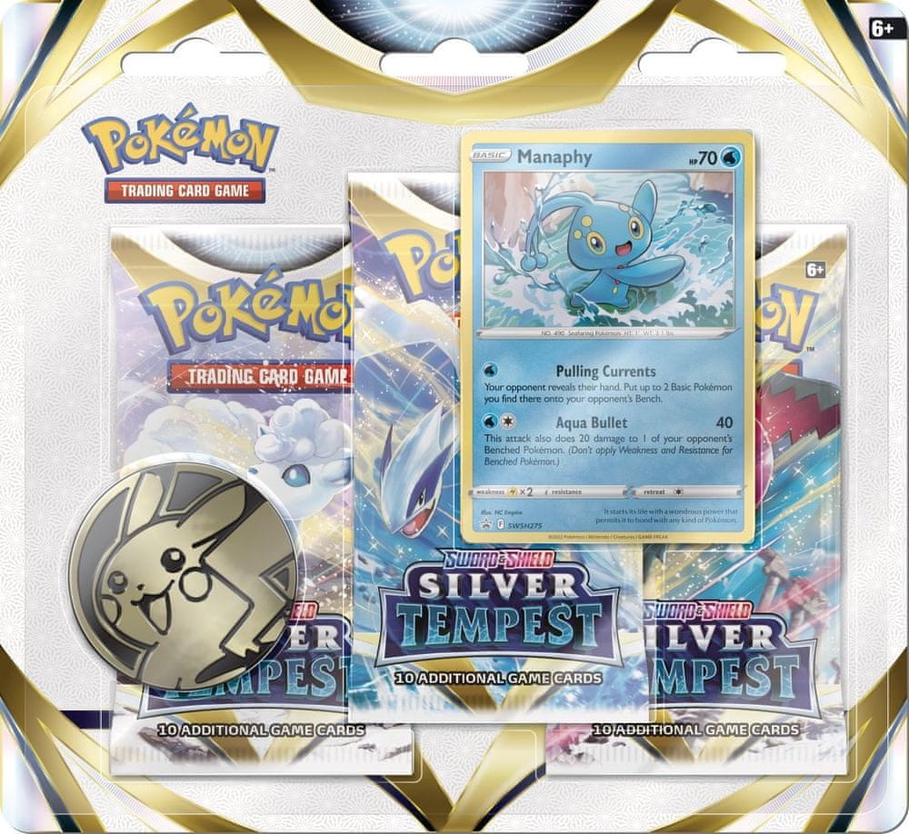 Pokémon TCG: SWSH12 Silver Tempest - 3 Blister Booster Manaphy