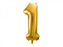 Paris Dekorace Foliový zlatý balónek číslice 1, 86 cm
