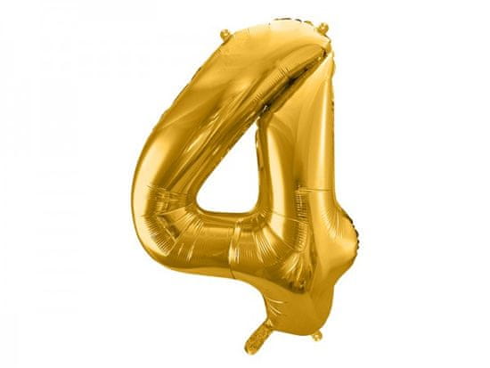 Paris Dekorace Foliový zlatý balónek číslice 4, 86 cm