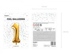 Paris Dekorace Foliový zlatý balónek číslice 1, 86 cm