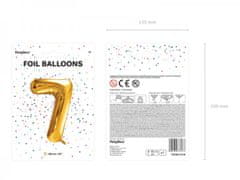 Paris Dekorace Foliový zlatý balónek číslice 7, 86 cm
