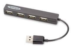 Notebook USB 2.0 Hub, 4 porty, Plug & Play, přenosová rychlost až 480 Mb / s