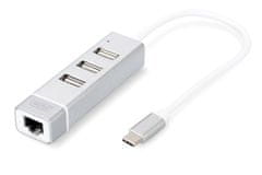 USB 2.0 3-Port Hub & Rychlý Ethernet LAN Adaptér s konektorem typu C