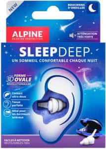 špunty do uší alpine SleepDeep dlouhá životnost z hypoalergenního materiálu omyvatelné vyrobeny v holandsku ideální na spaní bez rušení ochrana sluchu