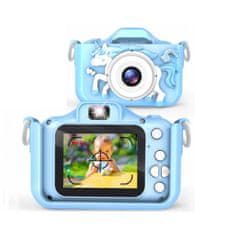 OEM Dětský digitální fotoaparát FullHD X5 jednorožec, modrý