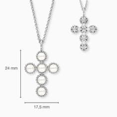 Engelsrufer Půvabný stříbrný náhrdelník s perlovým křížkem ERN-GLORY-CROSS (řetízek, přívěsek)