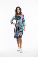 Orientique modro růžové vzorované šaty s 3/4 rukávem Velikost: UK 12