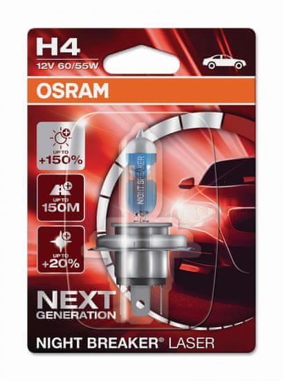 Osram OSRAM H4 12V 60/55W P43t NIGHT BREAKER LASER plus 150procent více světla 1ks blistr 64193NL-01B