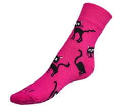 Bellatex Ponožky Kočka magenta - 35-38 - sytá růžová