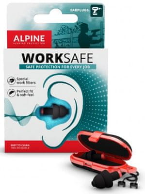 špunty do uší alpine WorkSafe dlouhá životnost z hypoalergenního materiálu omyvatelné vyrobeny v holandsku ideální na práci bez rušení ochrana sluchu