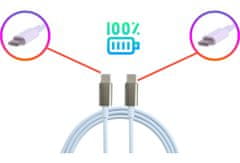 KOMA Synchronizační a nabíjecí kabel USB-C / USB-C, 2 metry, 3A, až 60W, bílý