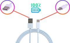 KOMA Synchronizační a nabíjecí kabel USB-A 3.0 / USB-C, 2 metry, až 5A, bílý