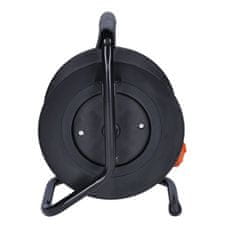 Solight prodlužovací přívod na bubnu, 4 zásuvky, 15m, oranžový kabel, 3x 1,5mm2, PB23O