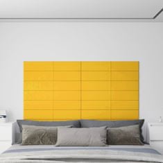 Vidaxl Nástěnné panely 12 ks žluté 90 x 15 cm samet 1,62 m²