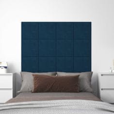 Greatstore Nástěnné panely 12 ks modré 30 x 30 cm samet 1,08 m²