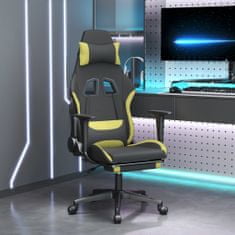 Vidaxl Otočná herní židle s podnožkou černá a světle zelená textil