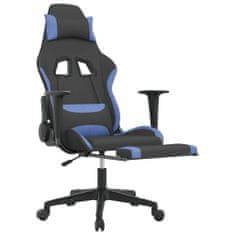 shumee Herní židle s podnožkou černá a modrá textil