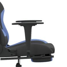 Vidaxl Otočná herní židle s podnožkou černá a modrá textil