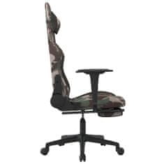 Vidaxl Otočná herní židle s podnožkou černá a maskáčová textil
