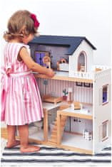 Mamabrum Bílý dřevěný domeček pro panenky s příslušenstvím 18 ks