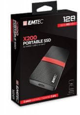 Emtec SSD (externí paměť) "X200", 128GB, USB 3.2, 420/450 MB/s, ECSSD128GX200