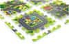 Vzdělávací rohož pěnové puzzle 90 x 90 x 1 cm s okrajem - EVA pěna - vzor: město silnice ulice