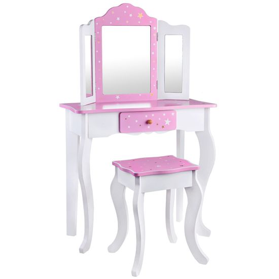 JOKOMISIADA Velký elegantní dřevěný toaletní stolek se zrcadlem ZA3718
