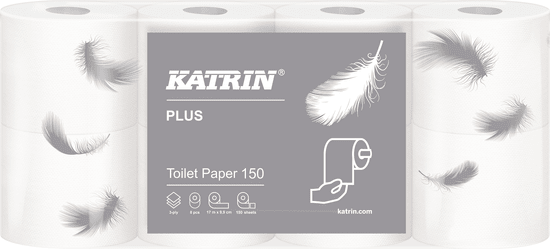 Katrin PLUS toal.papír 3-vrstvý bílý, 100% celulóza 8 ks