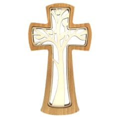 AMADEA Dřevěný kříž z masivu s vkladem ve tvaru stromu 20 cm
