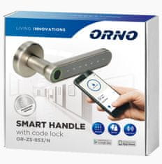 Orno Chytrá klika s dotykovou klávesnicí a čtečkou otisků prstů ORNO OR-ZS-853/N , Bluetooth 4.0, nikl
