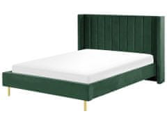 Beliani Sametová postel 140 x 200 cm zelená VILLETTE