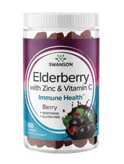 Swanson Elderberry gummimes, Bezinka s vitamínem C a zinkem, 60 gumových bonbónů - EXPIRACE 1/24