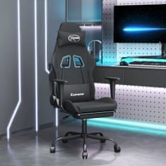 Vidaxl Otočná herní židle s podnožkou černá textil