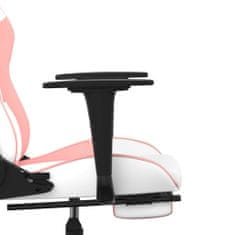 Greatstore Otočná herní židle s podnožkou bílá a růžová umělá kůže