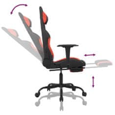 Vidaxl Masážní herní židle s podnožkou černá a červená textil