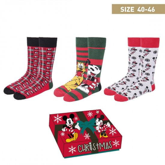 Cerda Univerzální vánoční ponožky MICKEY MOUSE, Sada 3ks, velikost 40-46, 2200008653