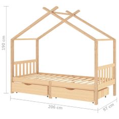 Greatstore Rám dětské postele se zásuvkami masivní borovice 90 x 200 cm