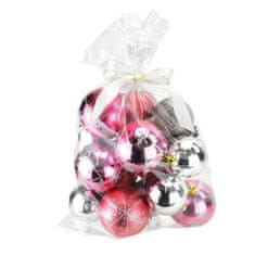 Dommio Vánoční koule v sáčku, assort, růžové / stříbrné, 14 ks