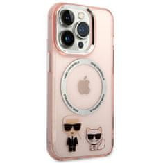 Karl Lagerfeld KLHMP14LHKCP hard silikonové pouzdro iPhone 14 PRO 6.1" pink Karl & Choupette Aluminium Magsafe