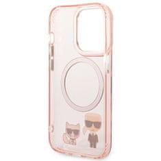 Karl Lagerfeld KLHMP14LHKCP hard silikonové pouzdro iPhone 14 PRO 6.1" pink Karl & Choupette Aluminium Magsafe