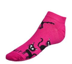 Bellatex Ponožky nízké Kočka magenta - 35-38 - růžová, černá