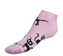 Bellatex Ponožky nízké Kočka sv.růžová - 39-42 - světlá růžová, černá