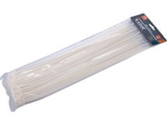 Extol Premium Pásky stahovací na kabely bílé, 380x4,8mm, 100ks, nylon PA66