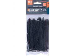 Extol Premium Pásky stahovací na kabely černé, 100x2,5mm, 100ks, nylon PA66