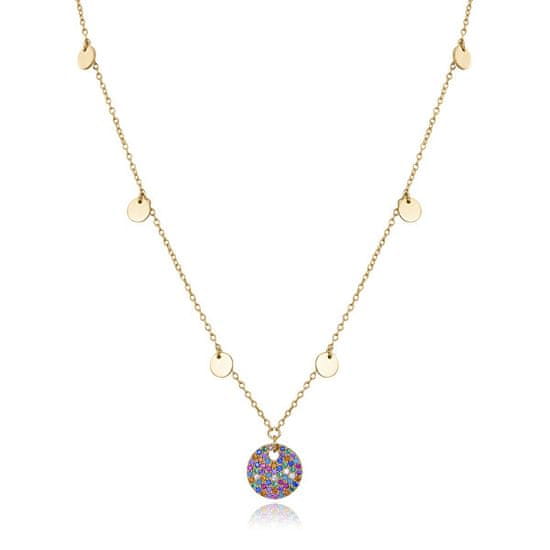 Viceroy Hravý pozlacený náhrdelník s barevnými krystaly Elegant 13071C100-39