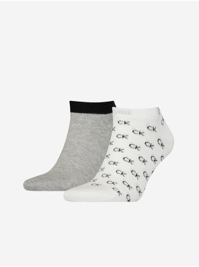 Calvin Klein Sada dvou párů pánských vzorovaných ponožek v šedé a bílé barvě Calvin Klein Underwear