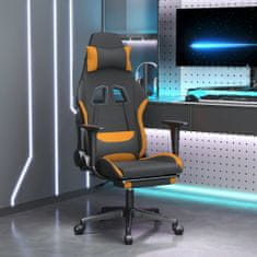 shumee Herní židle s podnožkou černá a oranžová textil