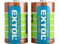 Extol Energy Baterie alkalické, 2ks, 1,5V D (LR20)