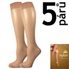 podkolenky NYLON knee-socks 20 DEN / 5 párů beige 1 ks uni